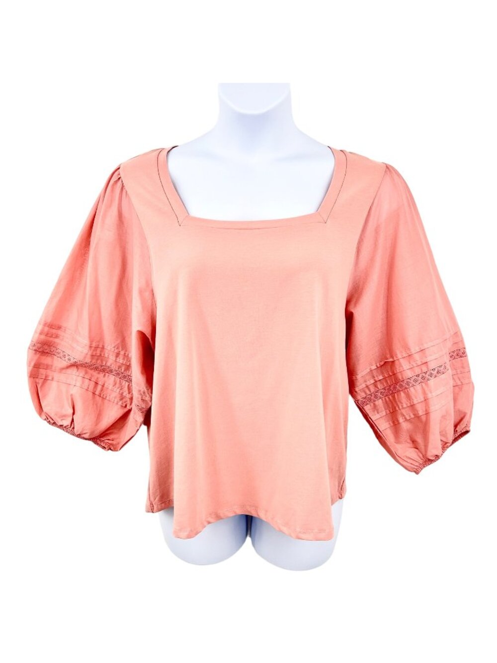 LAUREN CONRAD PUFF SLEEVE PALE PINK SQUARE NECK TOP - XL